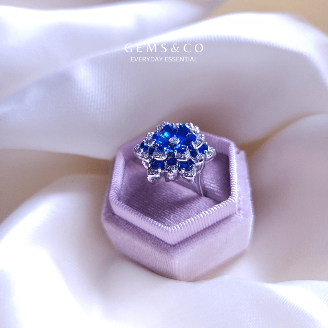 CZ Royal Blue Adjustable Ring