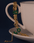 Green Crystal Flower Layered Gold Bracelet