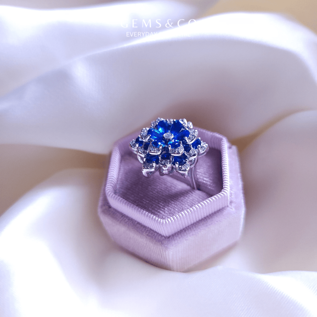 CZ Royal Blue Adjustable Ring