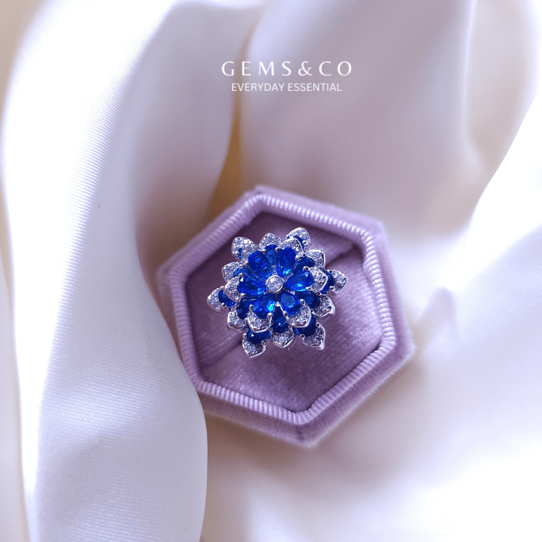 CZ Royal Blue Adjustable Ring