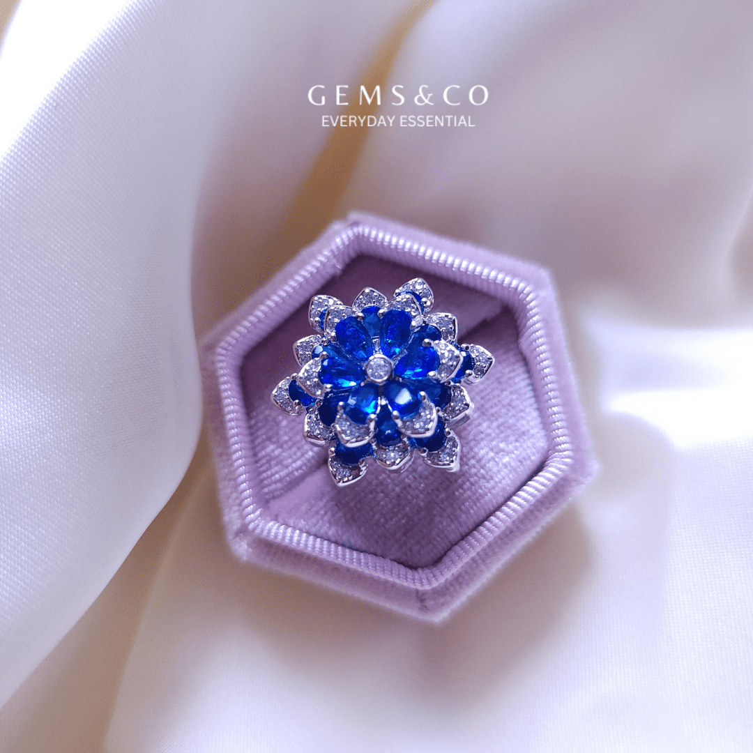 CZ Royal Blue Adjustable Ring