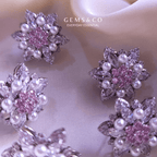 Pink Daisy Pearl Earrings