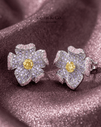 Floral Bloom Gold-Plated Zircon Stud