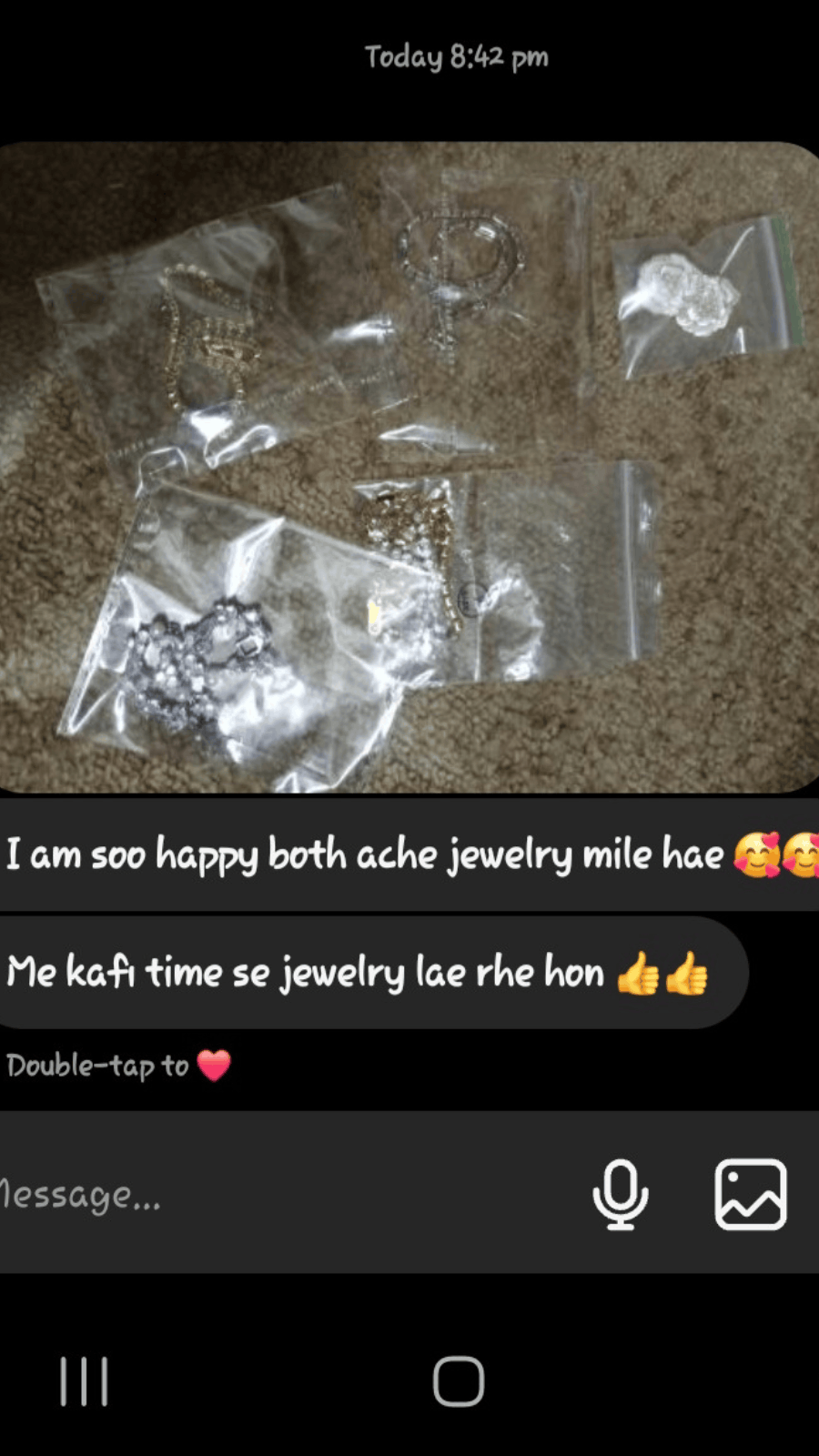 Customer review on WhatsApp