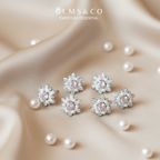 Pink Daisy Pearl Studs