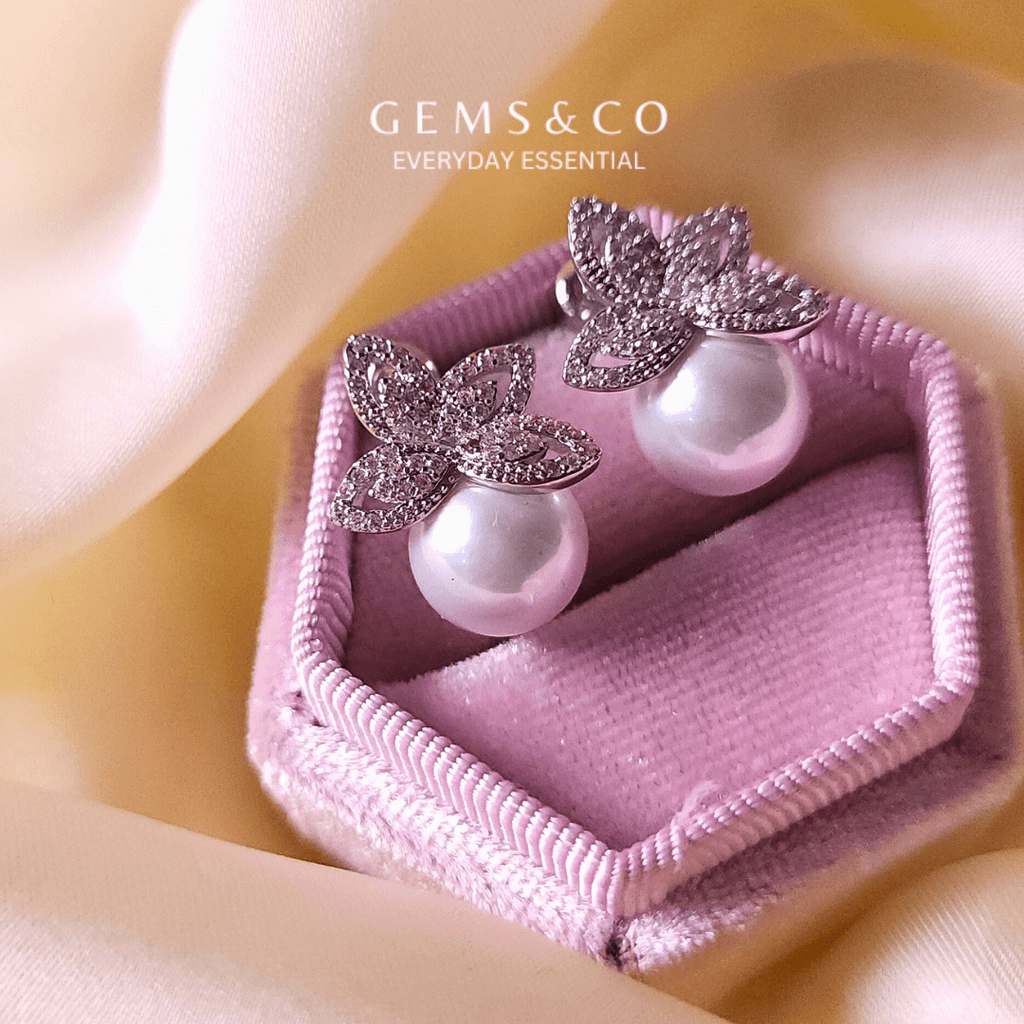 Floral Pearl Zircon Studs