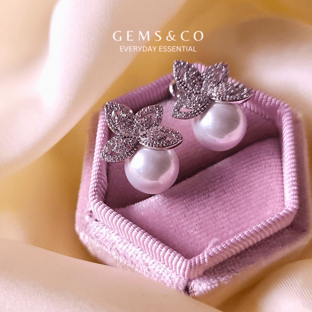 Floral Pearl Zircon Studs