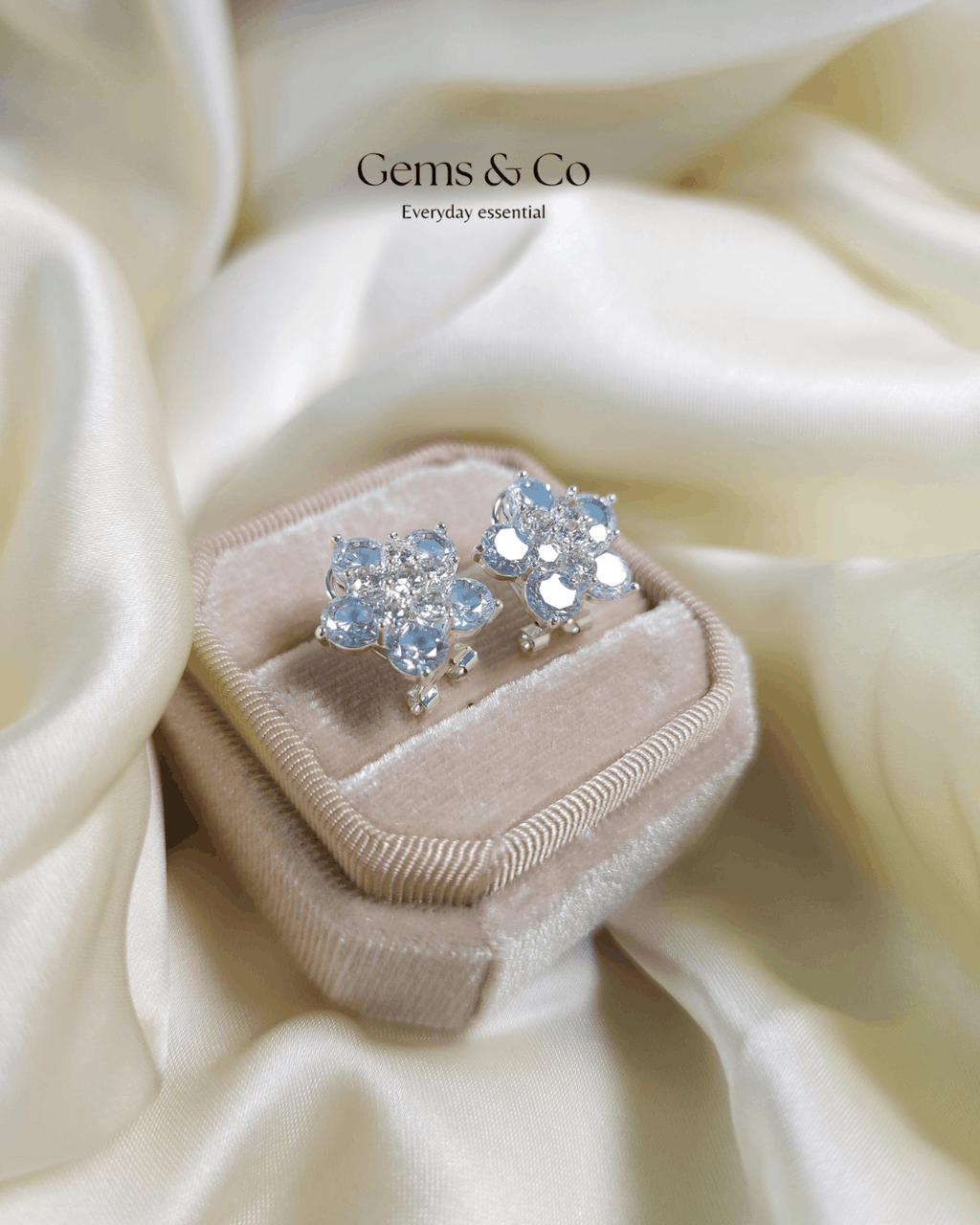 Ice Blue Flower Stud
