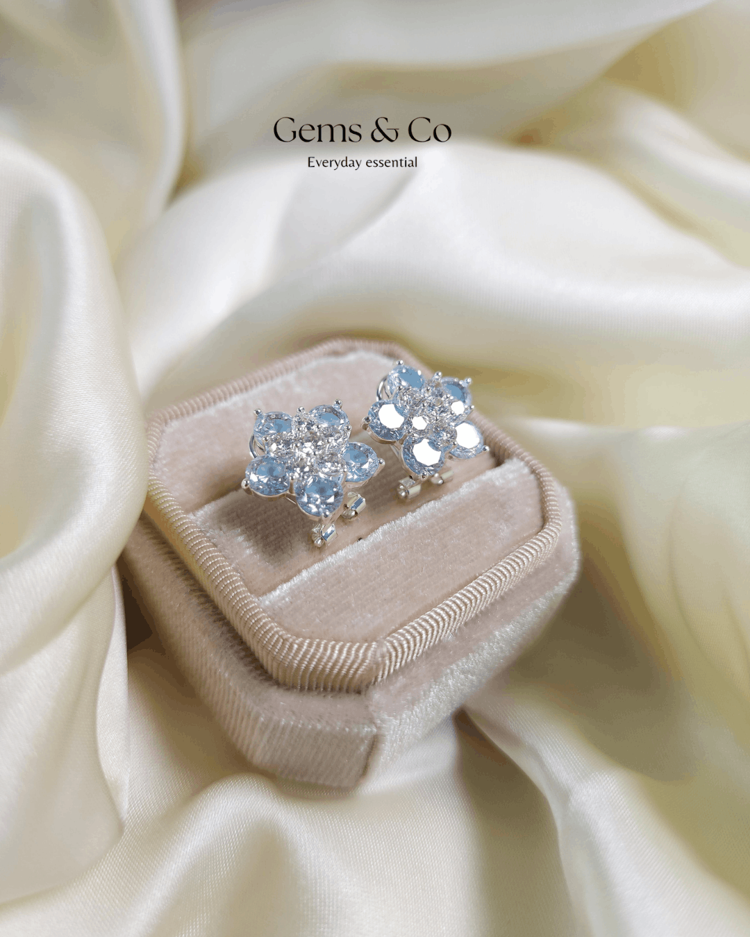Ice Blue Flower Stud