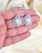 Pearl Cluster Marquise Drop Earrings