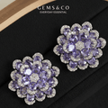 Lilac Flower CZ Stud Earrings – Silver Plated