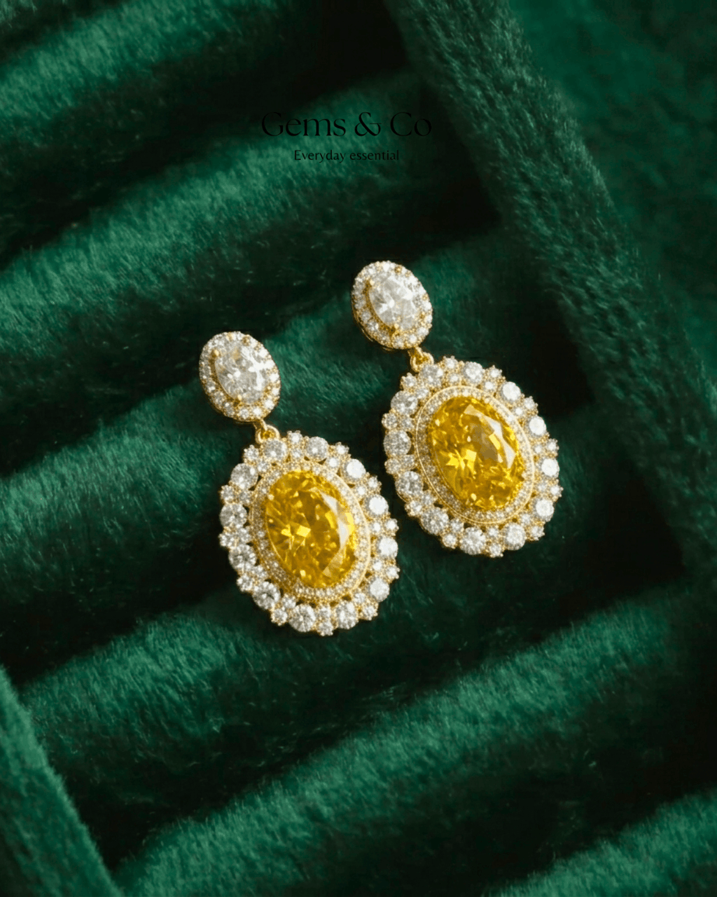 Vintage Golden Studs | Gold-Plated Yellow & White CZ Drop Earrings