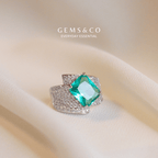 Teal Daimond Cut Ring