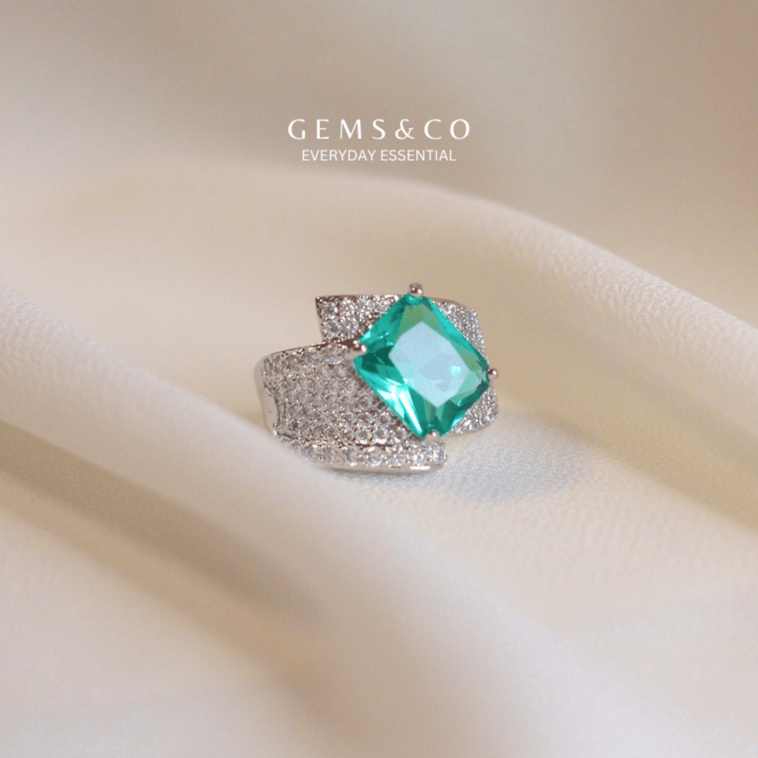 Teal Daimond Cut Ring