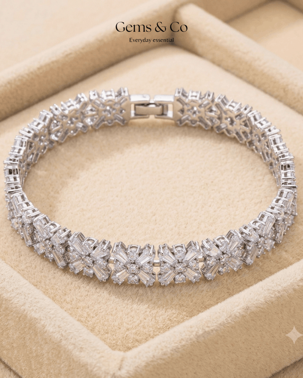 Royal Cluster Zircon Tennis Bracelet