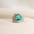 Teal Daimond Cut Ring