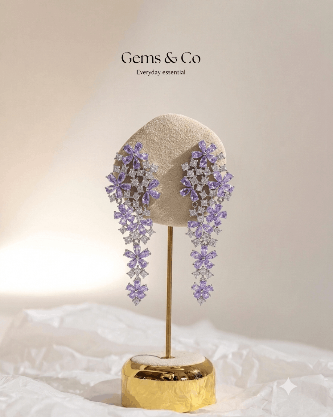 Lilac Bloom Cascade Zircon Drop Earrings