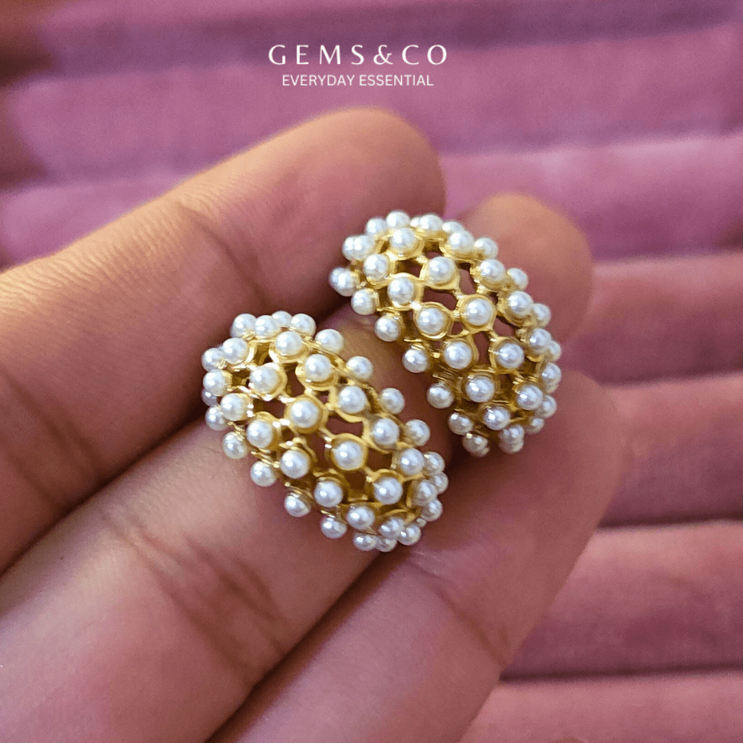 Pearl Drop Hoops