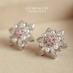 Pink Daisy Pearl Earrings