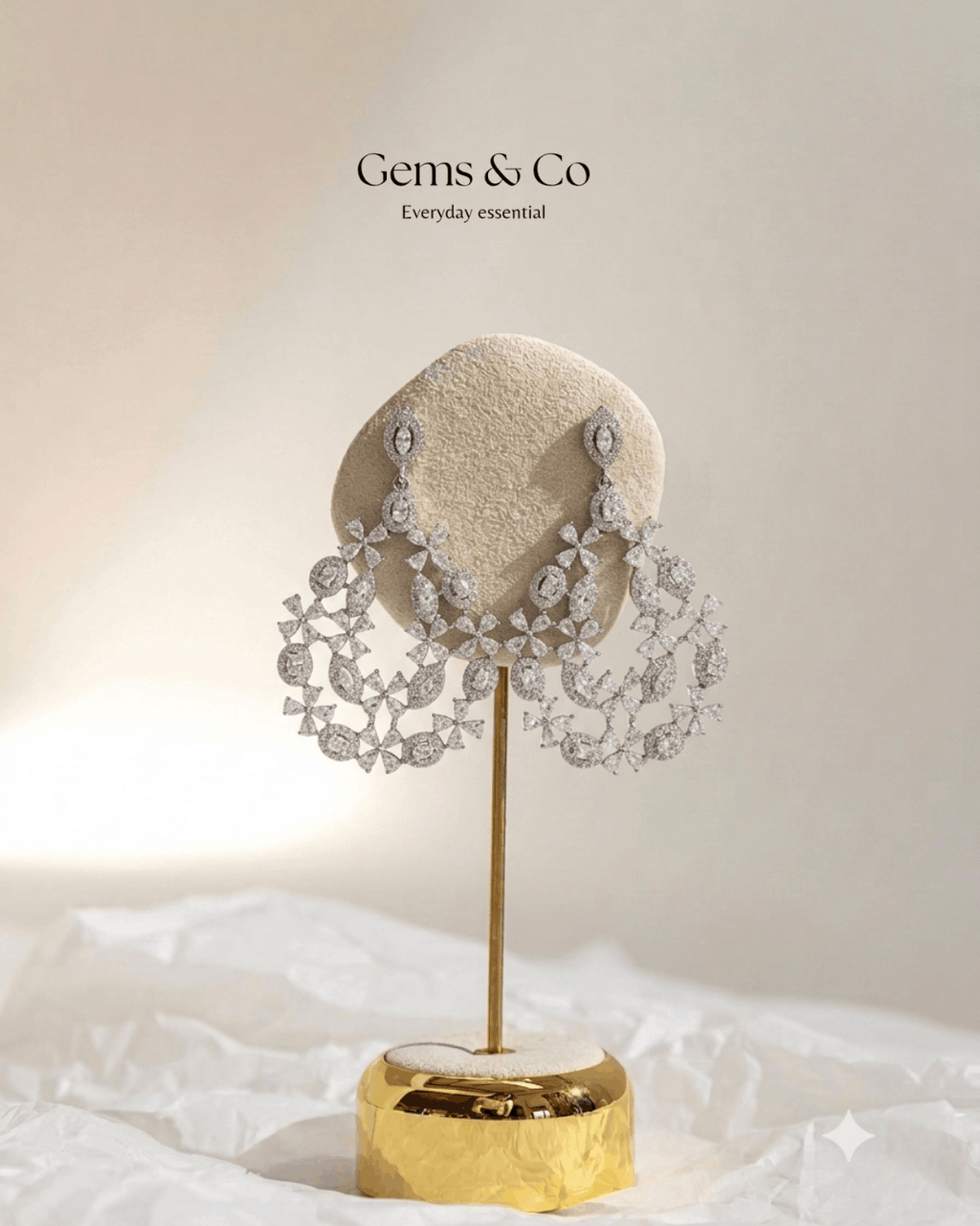 Chunky Bloom Zircon Chandelier Teardrop Earrings