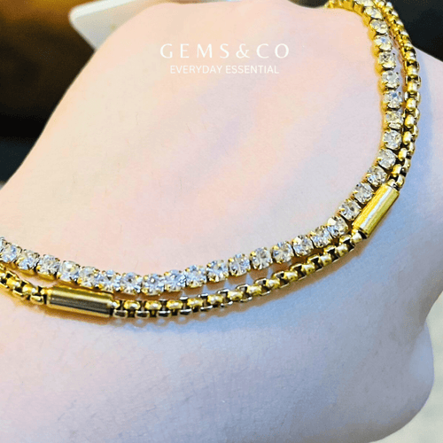 Double Layer Chain Bracelet — Diamond-Cut Facet Design