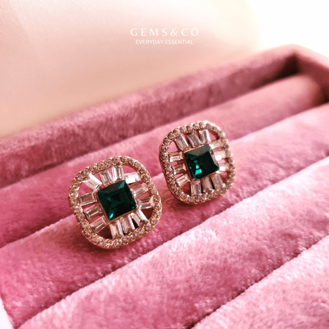 Emerald Square Studs