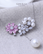 Blossom Pearl Drop Necklace – Silver Floral Pearl Necklace | 18-Inch