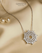 Snowflake Halo Necklace – White Gold AAA Zircon Pendant