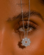 Snowflake Halo Necklace – White Gold AAA Zircon Pendant