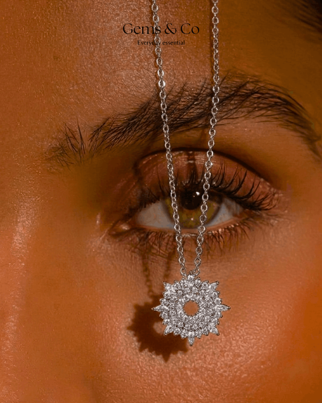 Snowflake Halo Necklace – White Gold AAA Zircon Pendant
