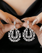 Chunky Bloom Zircon Chandelier Teardrop Earrings