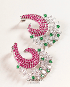 Ruby Crescent Statement Earrings