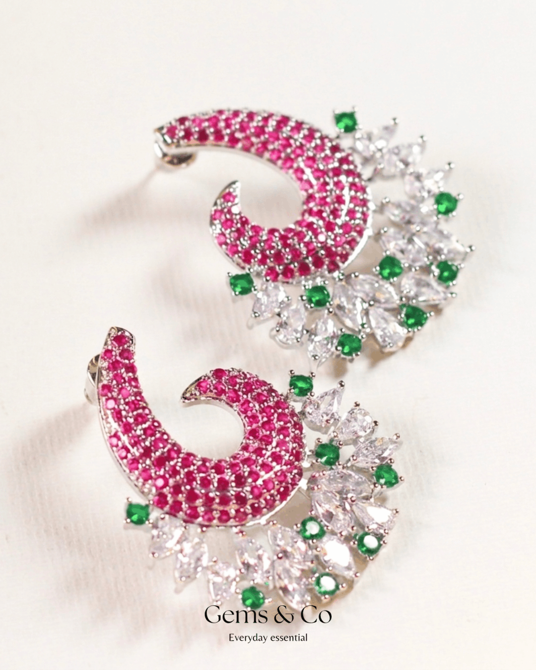 Ruby Crescent Statement Earrings