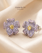 Floral Bloom Gold-Plated Zircon Stud