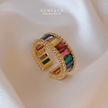 Square Cut Adjustable Ring – Multicolour