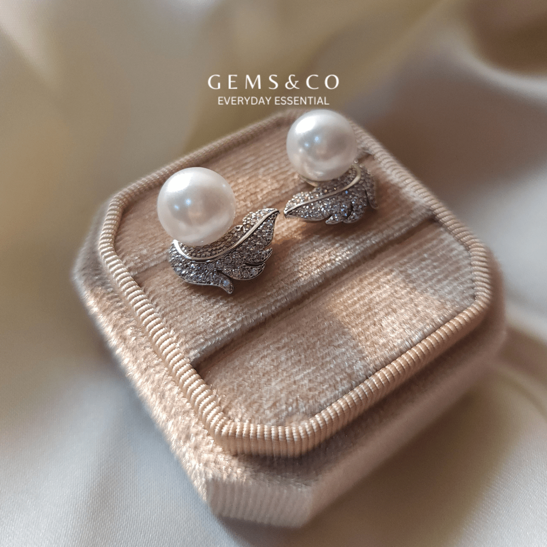 Leaf Pearl Studs